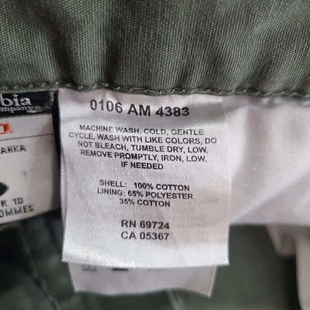 Vintage Columbia XCO Olive Green Cargo Hiking Shorts Flat Front Outdoor 36x9